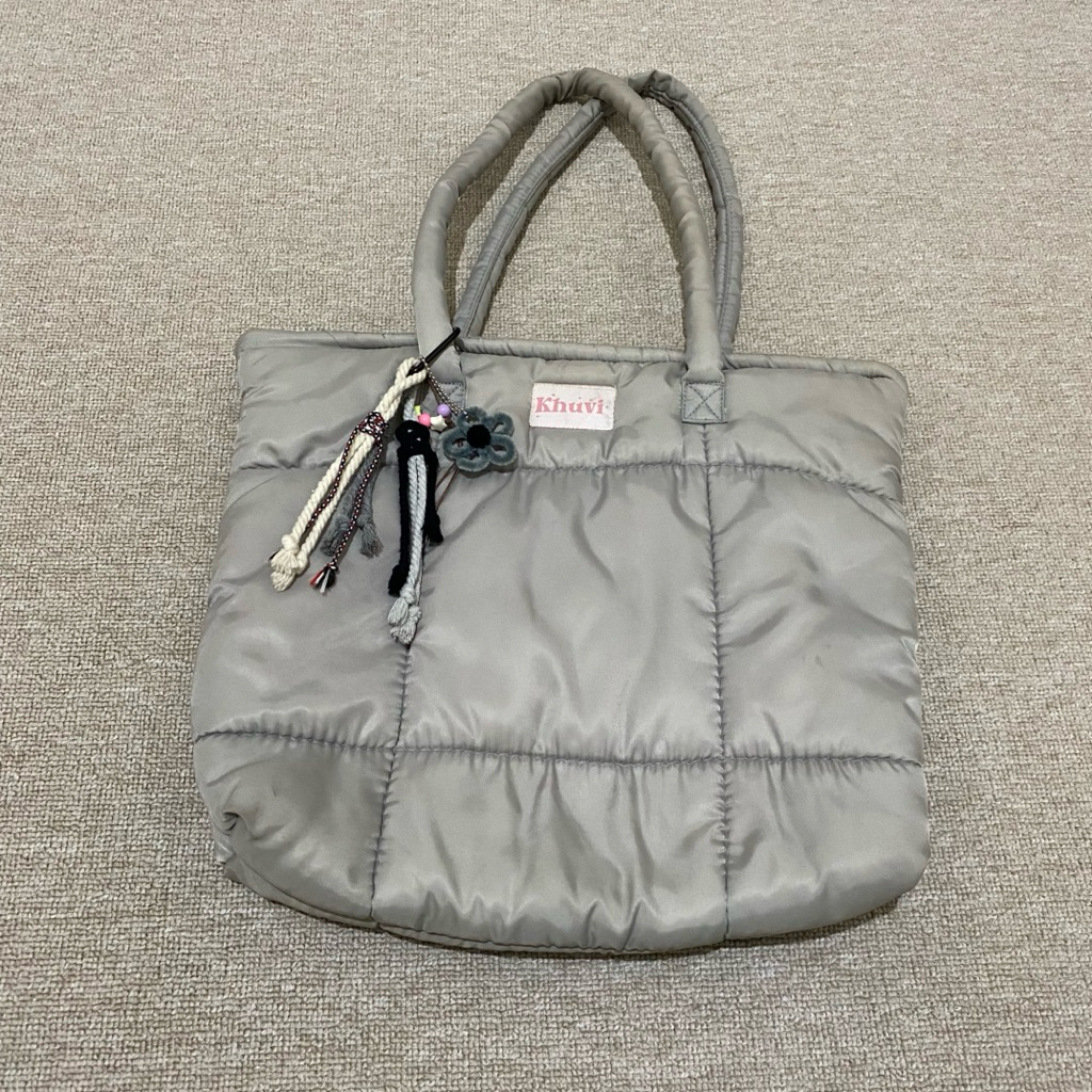 [PRELOVED] Puffy Bag | Tote Bag Khuvi Light Grey Abu Muda