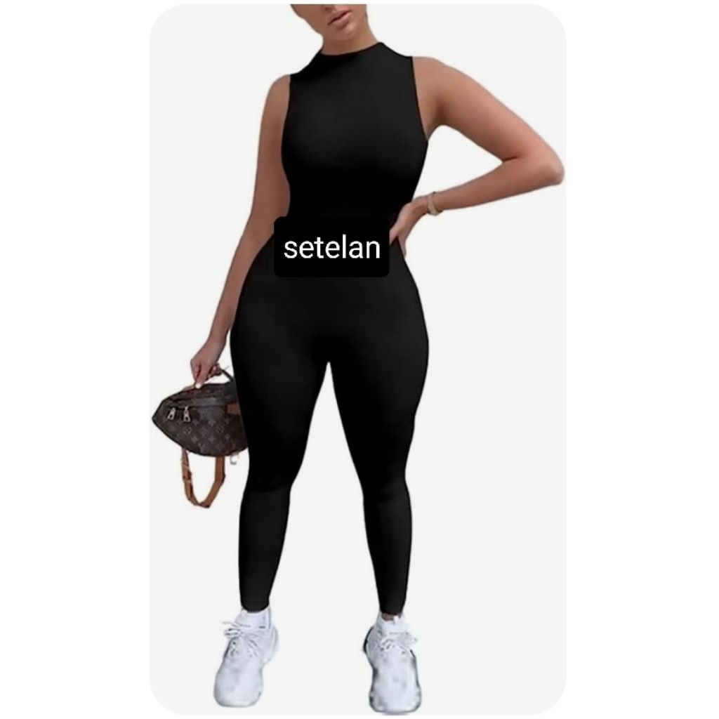 Manset Lekbong Tanpa Lengan + Legging Panjang Stelan Wanita