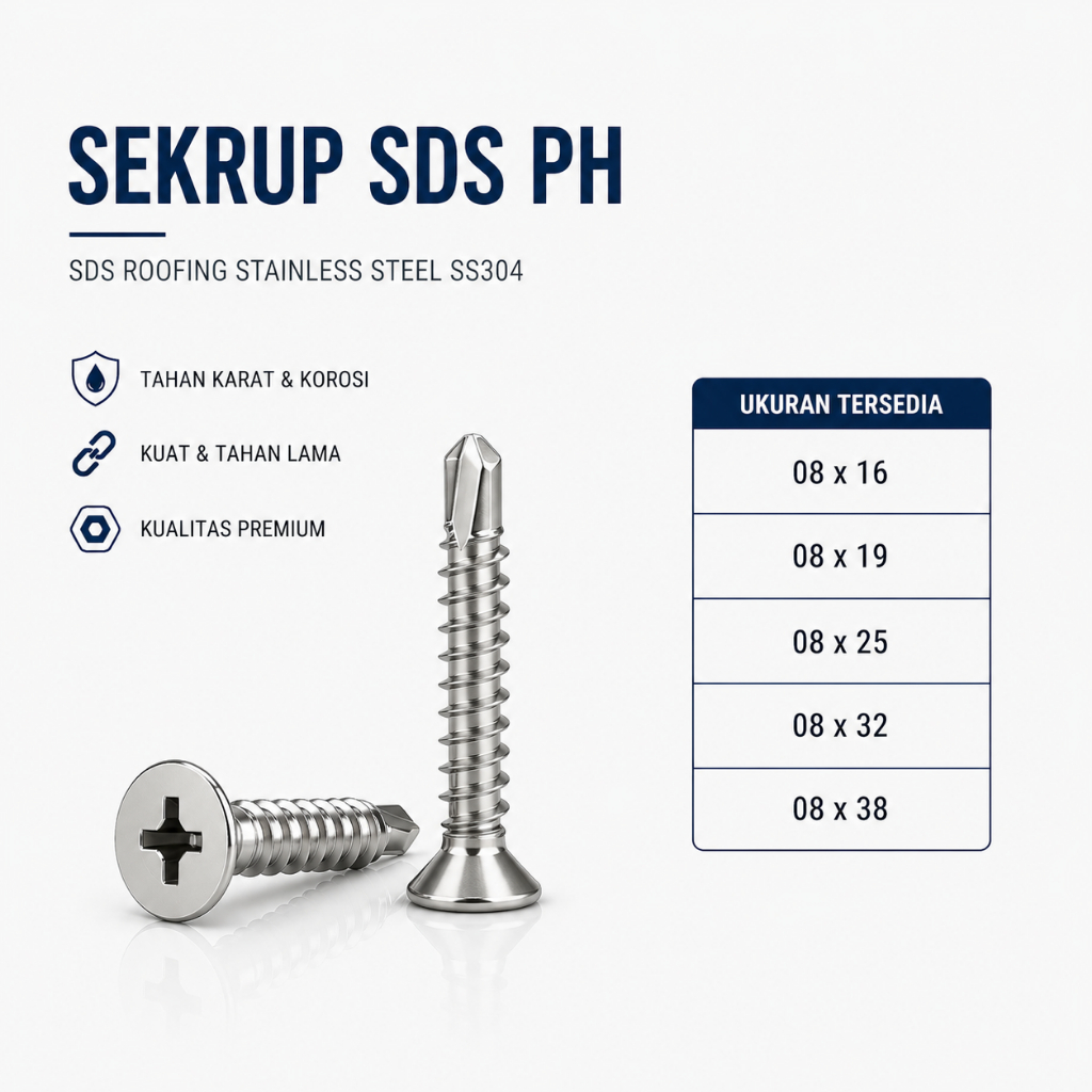 Sekrup SDS PH #08X25 / SDS Roofing #08-18 X 1 Stainless SS304