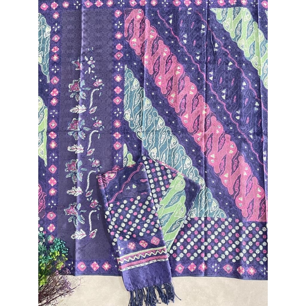 Kain Batik Sarimbit Keluarga Couple Cap Permen Khas Trusmi Cirebon Bahan dobby doby