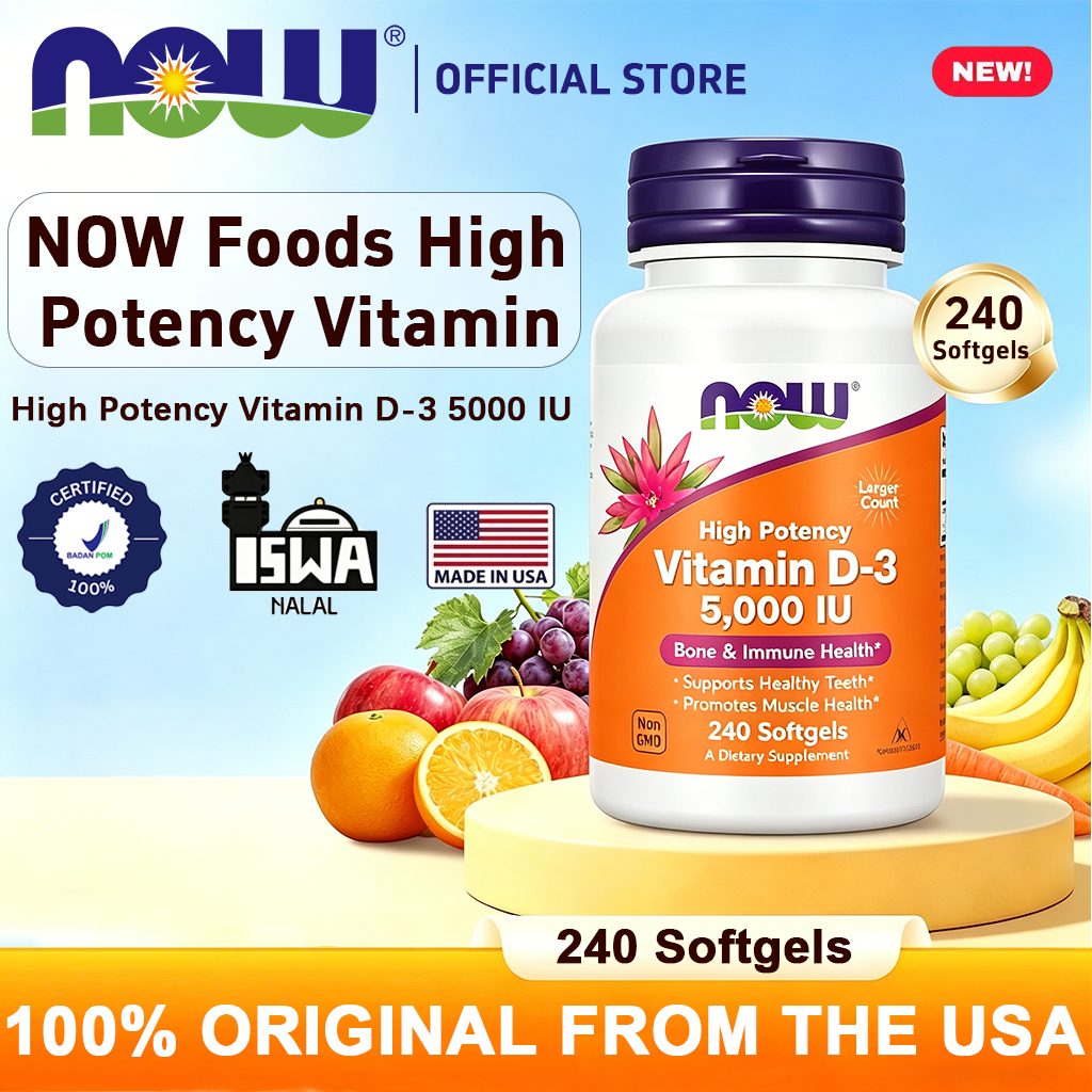 Now High Potency Vitamin D3 5000IU 125mcg Kosher[NEW][100%Impor asli][COD]NOW Foods High Potency Vit