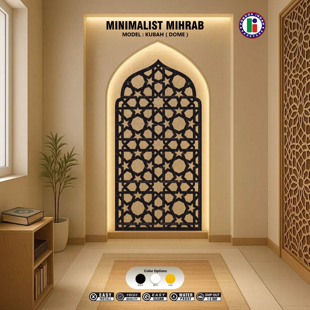 Dekorasi Mihrab Kubah Islami Minimalis - Dinding Rumah Ibadah Premium | Pondok Indah Parepare