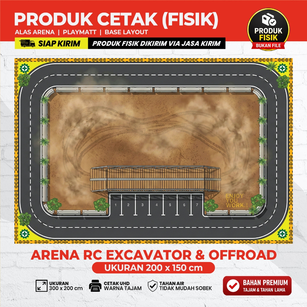 Alas Arena RC EXCAVATOR Cetak 2 × 1,5 Meter (200 x 150 cm) | Banner/Flexi UHD  | Playmat RC Excavato