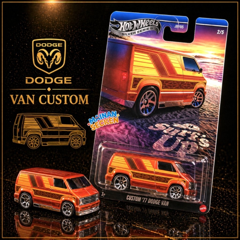 Hot Wheels Custom 77 Dodge Van - Silver Series Surf Up