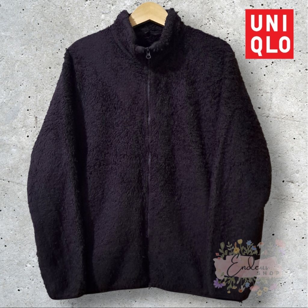 JAKET SHERPA LUAR DALAM UNIQLO SIZE XL WARNA DARK GRAPE