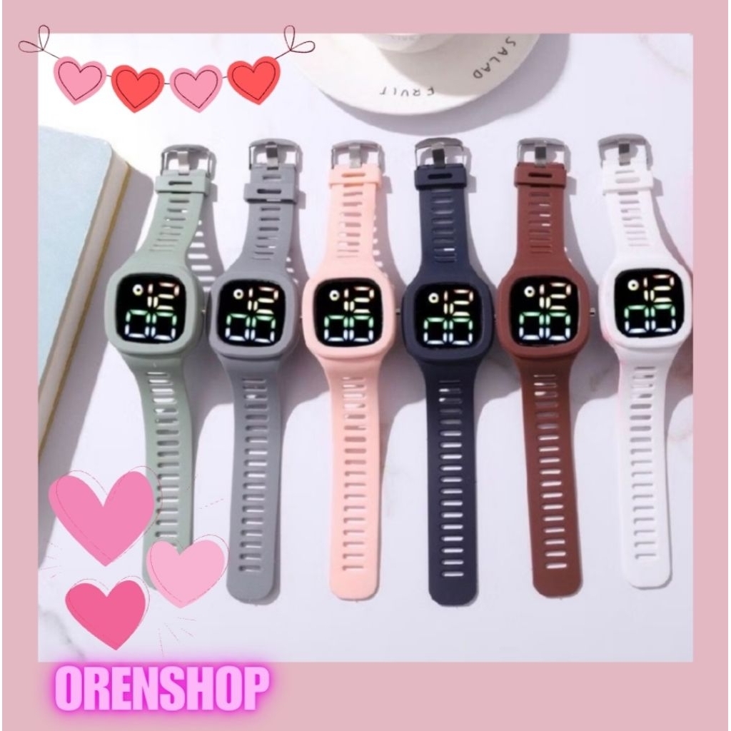[OSM] Jam Tangan Digital LED Warna Jam Tangan Karet Unisex Min 1 Murah Makassar