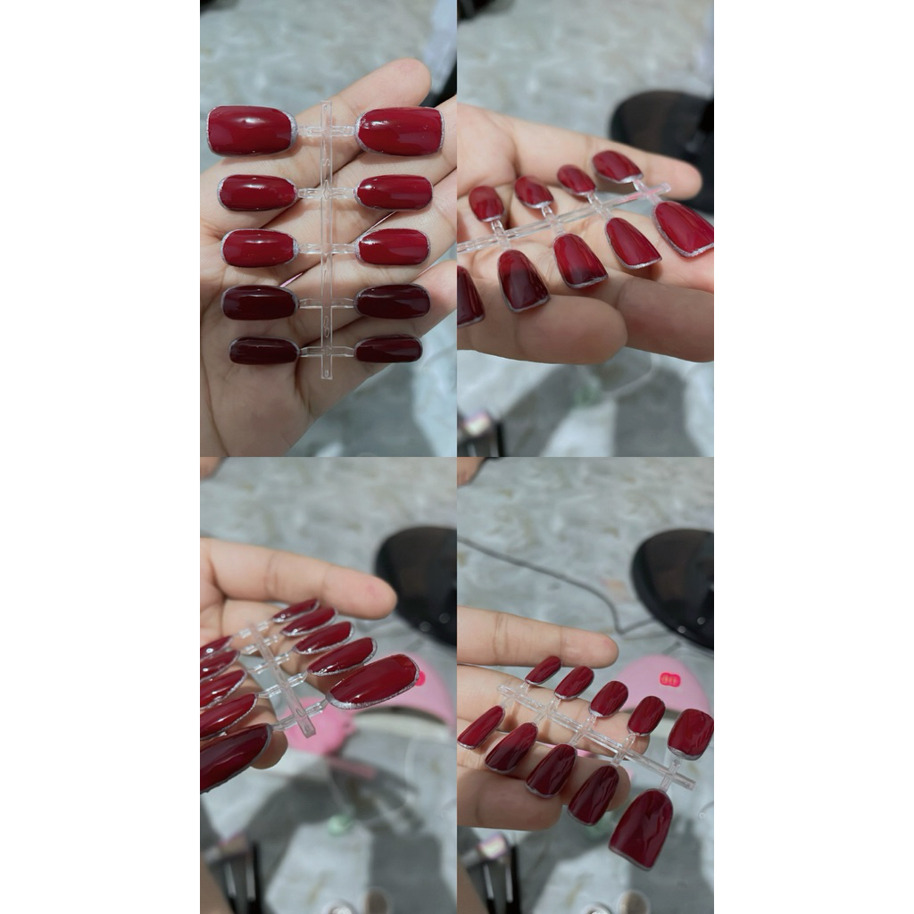 fake nails maroon