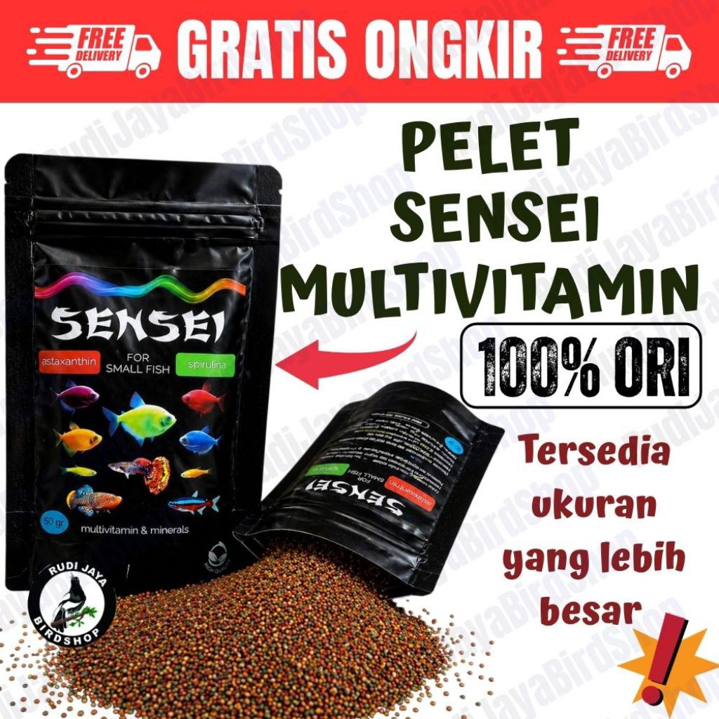 SENSEI PELET IKAN WARNA WARNI MIX PAKAN MAKANAN IKAN KECIL HIAS IKAN CUPANG GUPPY MOLLY NEON