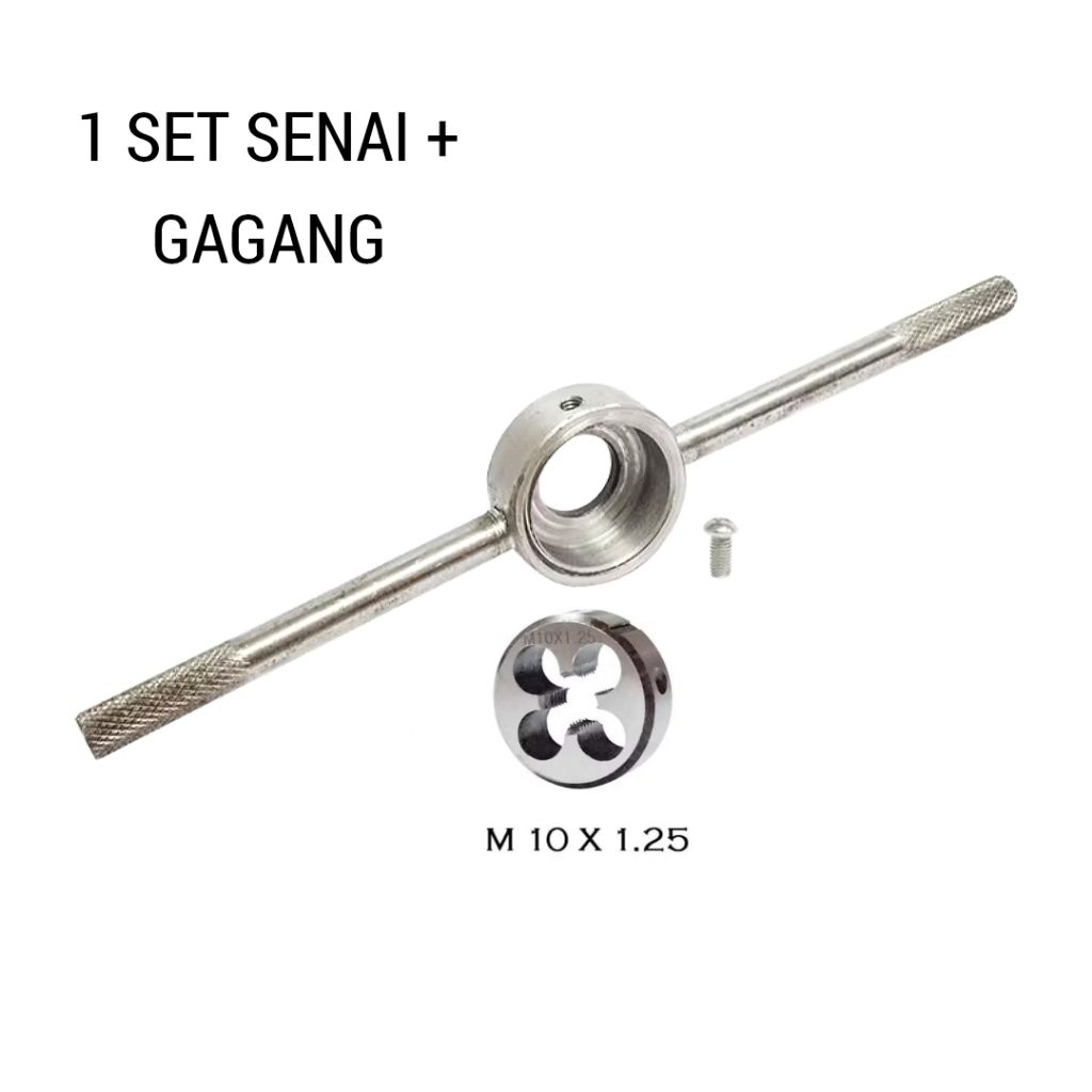 mata senai M10×1.25 set gagang 30mm paket senay snai ulir drat baut 14