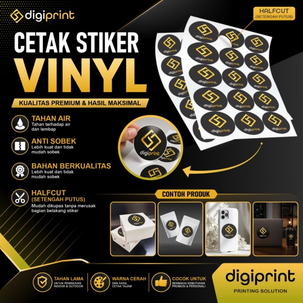 Cetak sticker vinyl | Cetak sticker halfcut vinyl | Cetak sticker anti air dan tahan lama