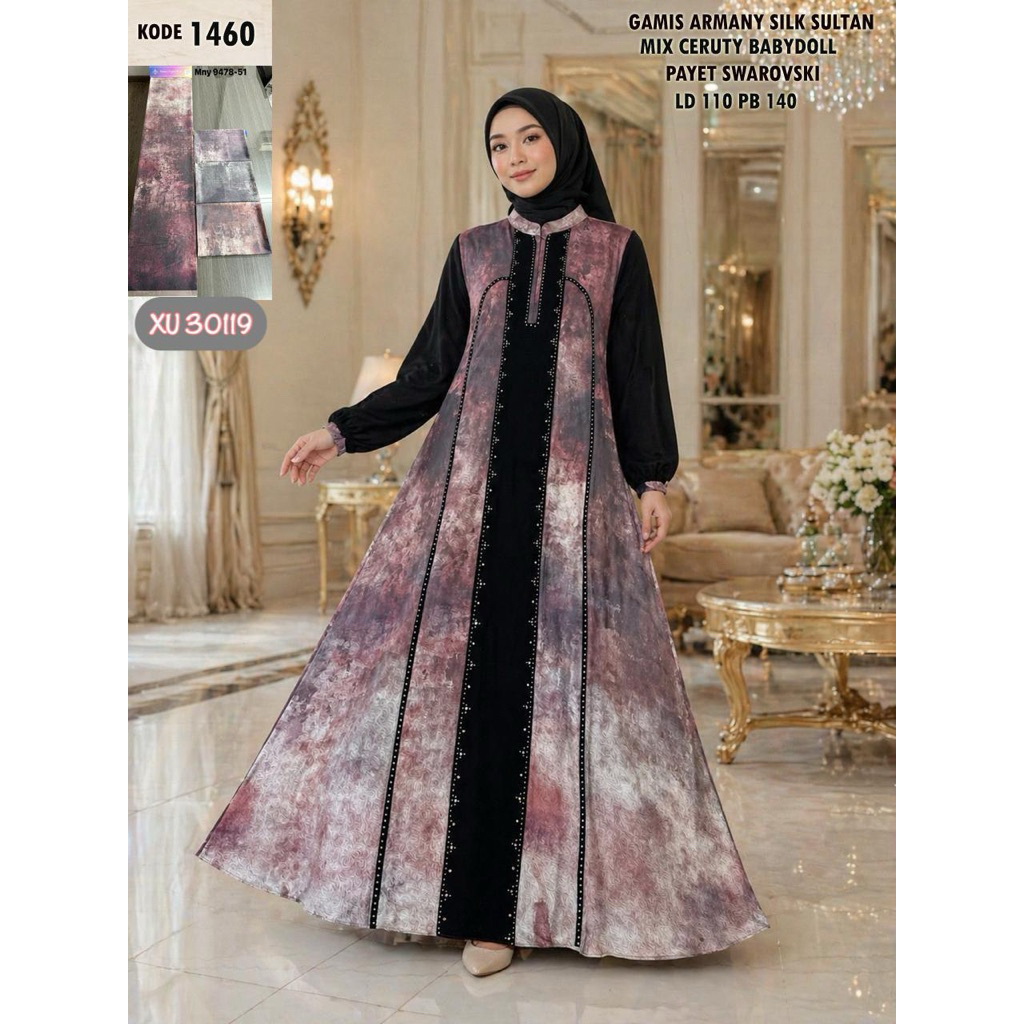 (ISI 2 PCS) XU 30119 Gamis - TRESNA MUSLIM Gamis Armani Silk Mix Ceruty Babydoll Polos