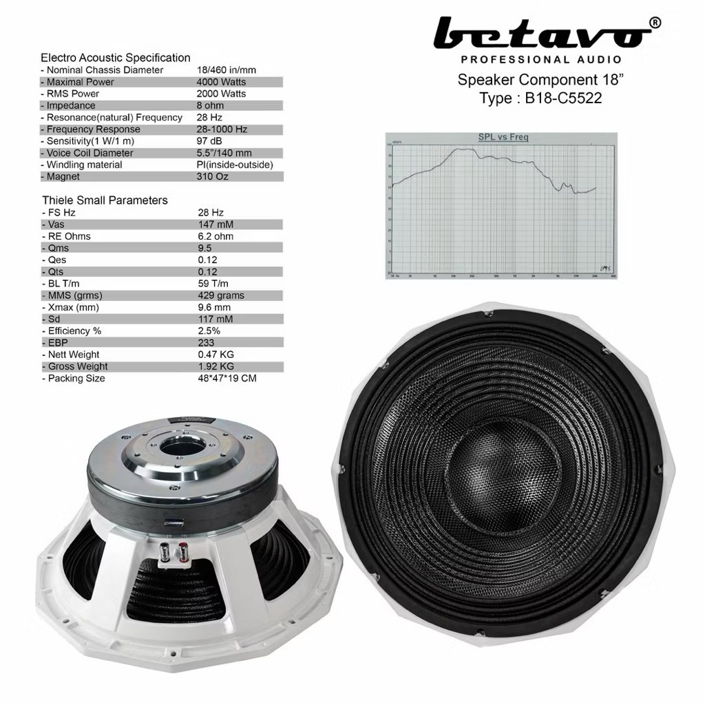 speaker komponen betavo b18c5522 original 18 inch B18 C5522