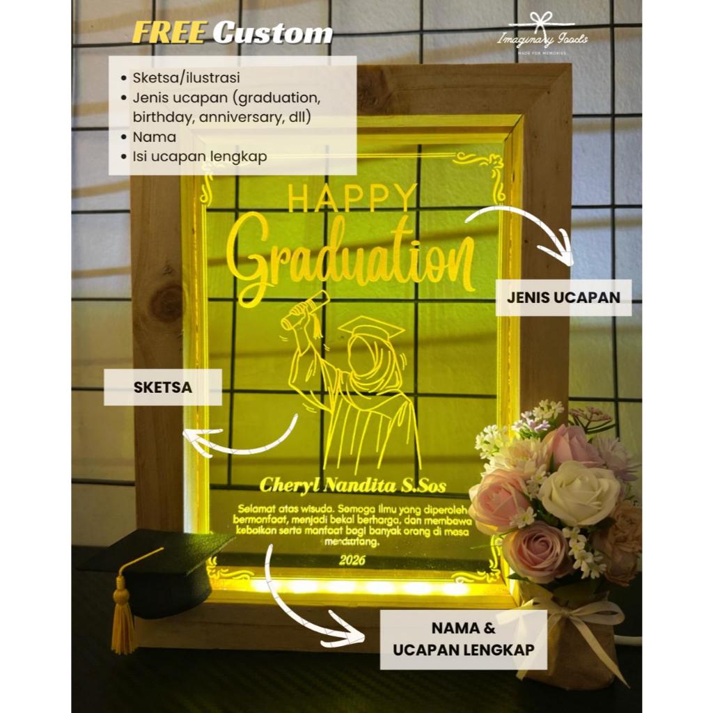 Lampu LED Akrilik Custom Nama & Ucapan | Kado Wisuda Estetik Aesthetic Gift Unik