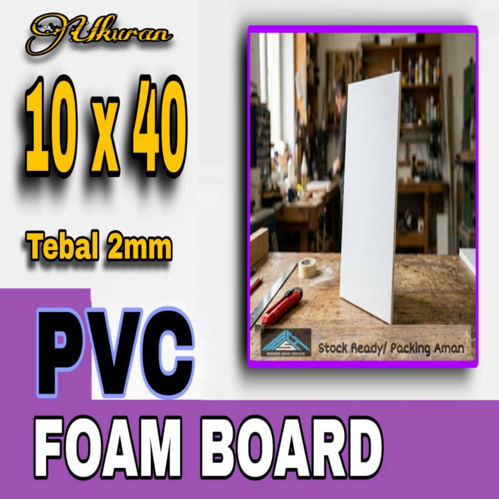 PVC BOARD / PVC FOAM BOARD  Warna Putih- Ukuran 10 x 40 Cm, Tebal 2mm