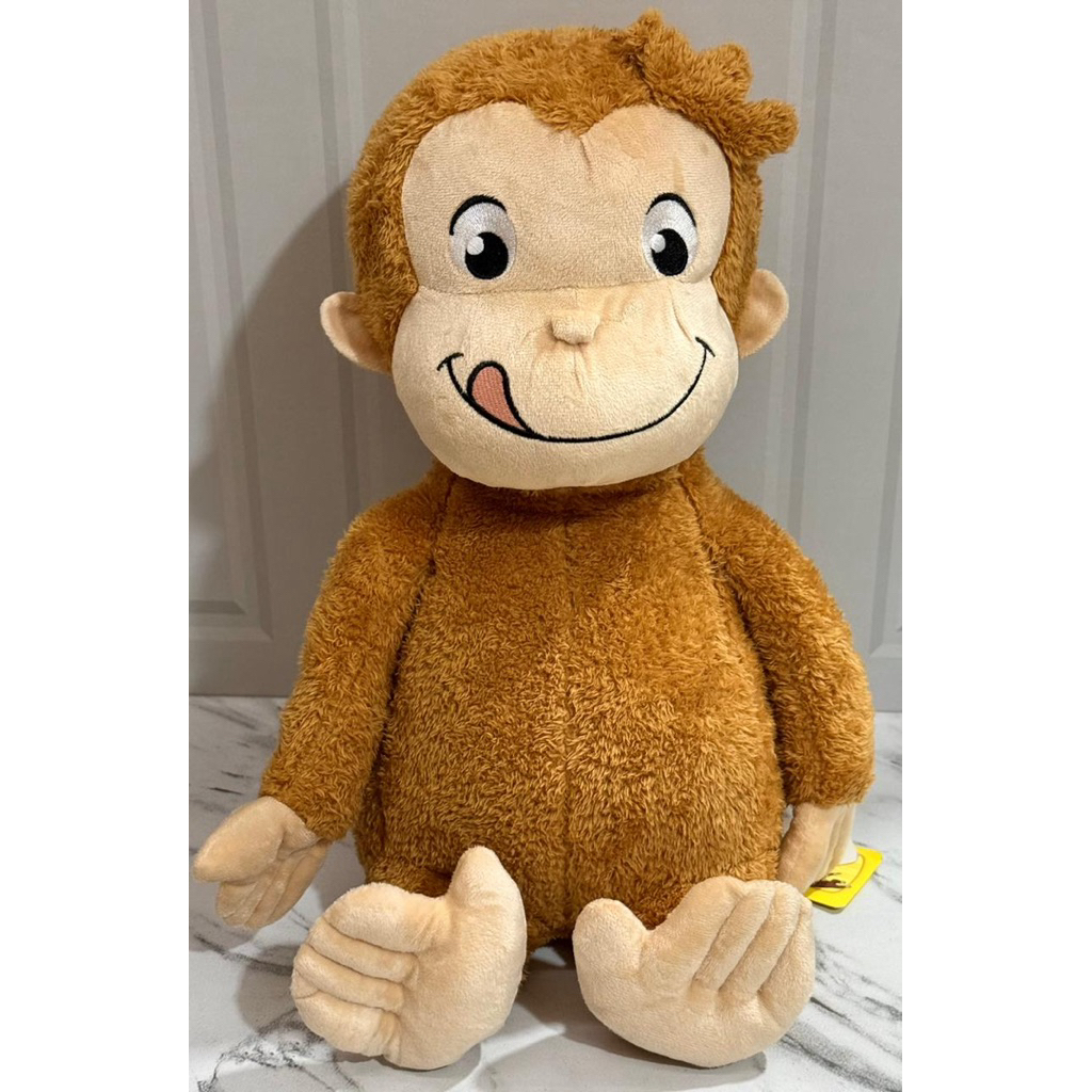 Boneka Plushie George from Curious George Smiley Polos Fluffy Sz Jumbo Curious George