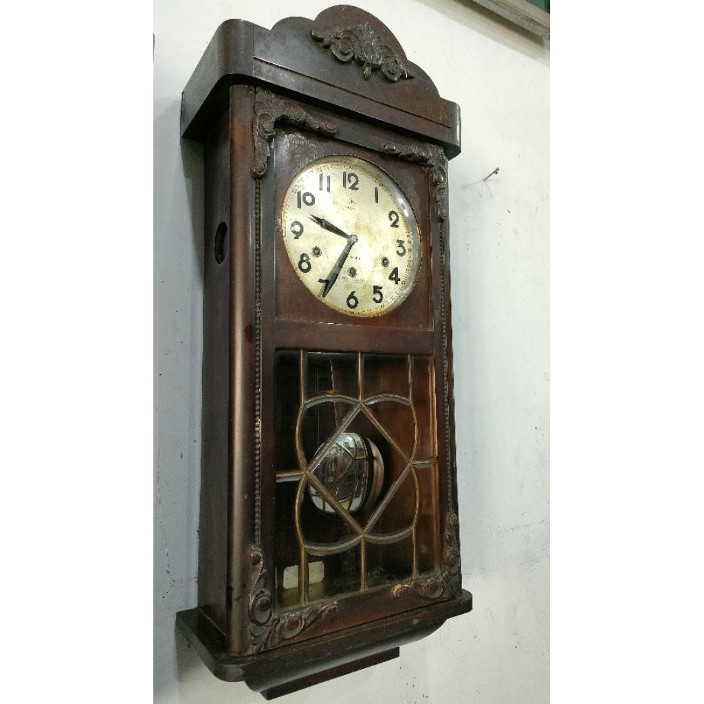 jam dinding  junghans w64 full original luar dalam perempatan bandul gandul tua kumo unik antik