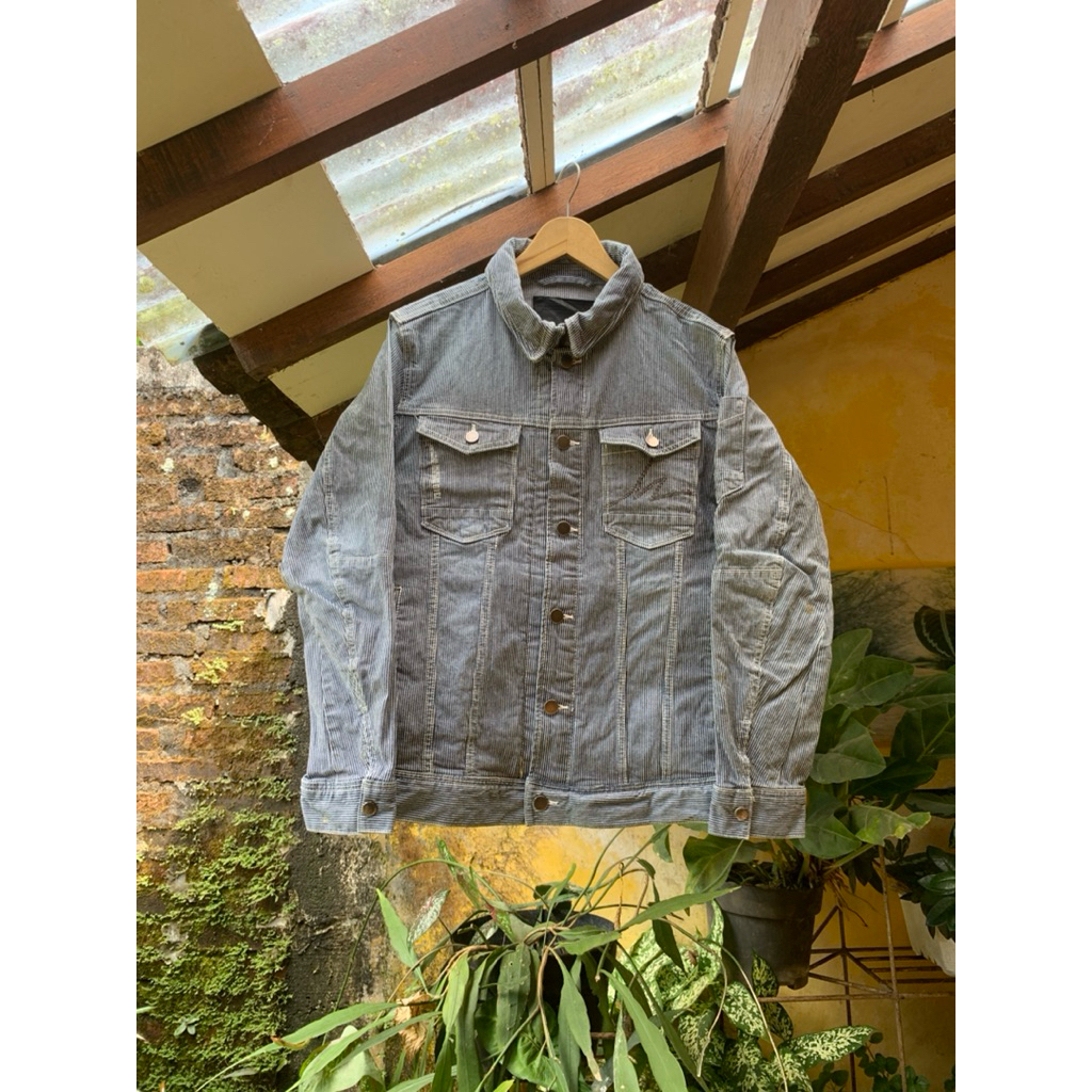 IZ FRONTIER STRIPED TRUCKER DENIM JACKET SIDE POCKET TYPE 3