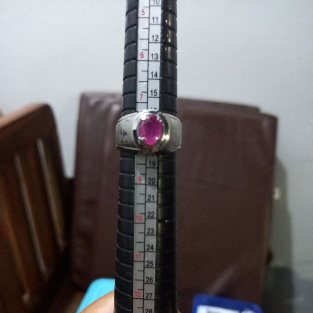 Natural Ruby ring Monel 8 ID Card