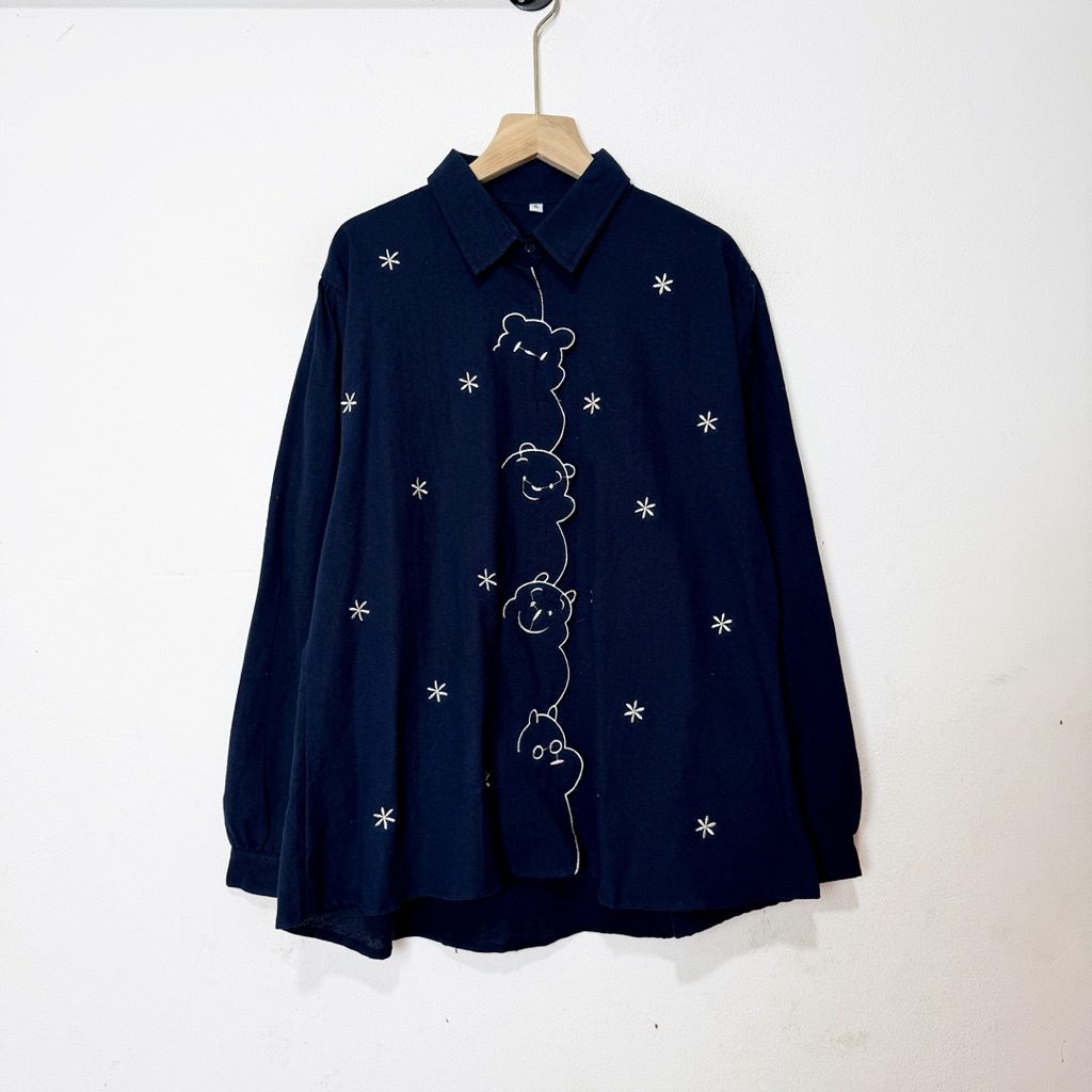 Jema Blouse LD 110 Kemeja Bordir Atasan Wanita Linen Premium