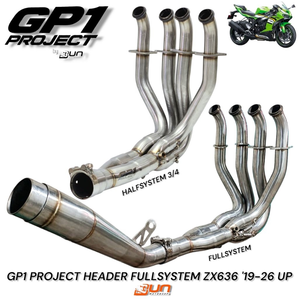 GP1 Project Header Stainless Fullsystem Kawasaki ZX6R ZX636 ZX 636 '19-25