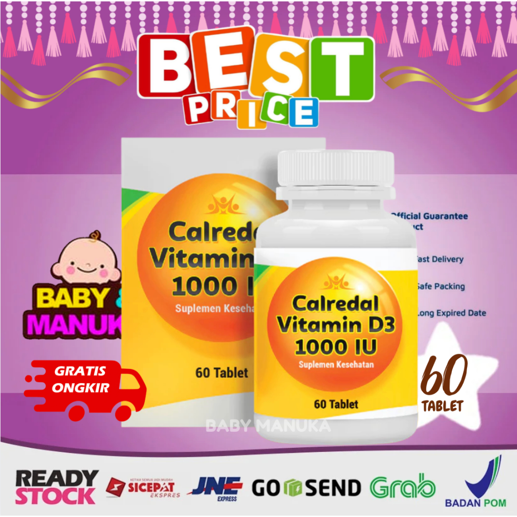 Calredal Vitamin D3 1000iu Vit D3 1000 IU 60 Tablet BPOM