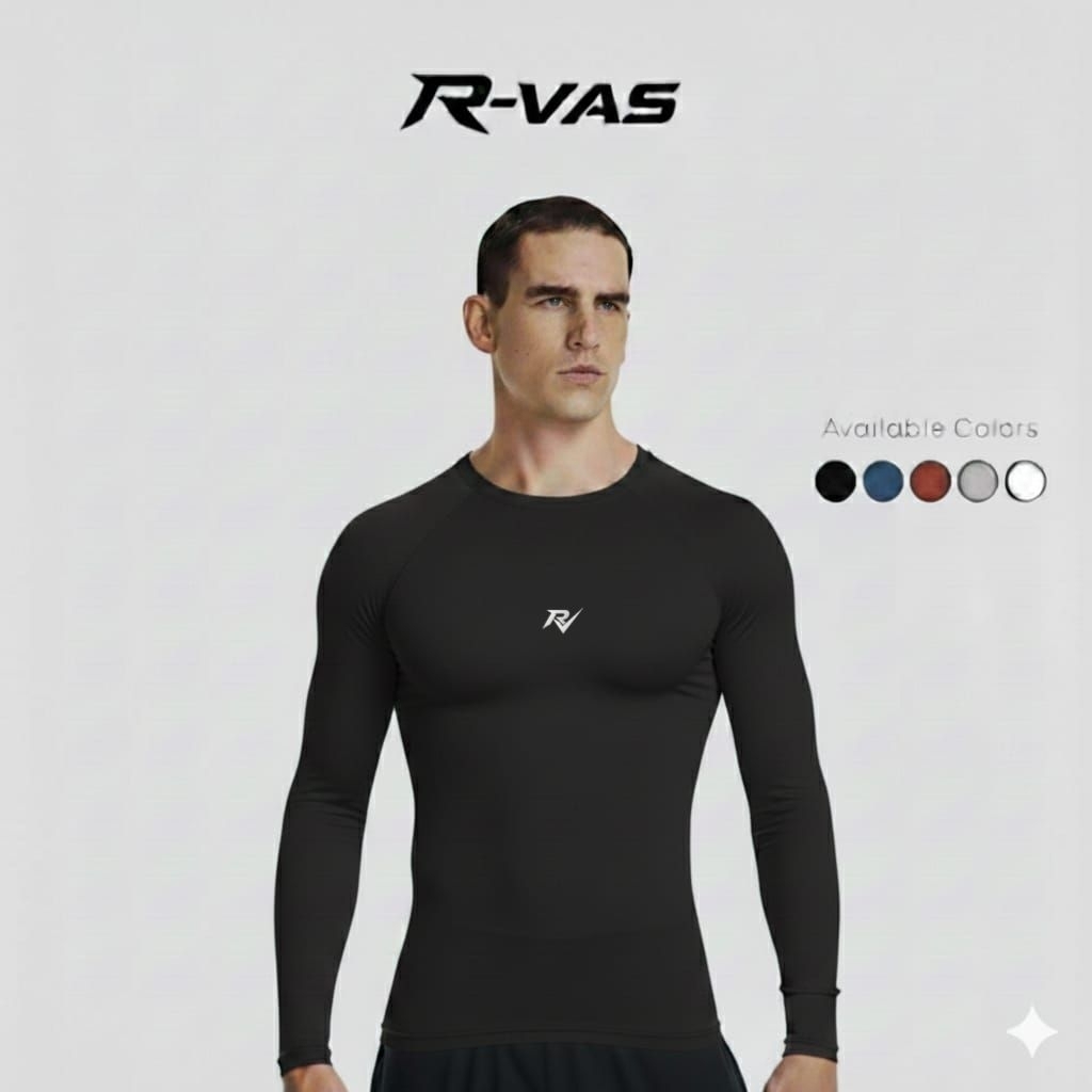 Manset baselayer lengan panjang leher pendek pria