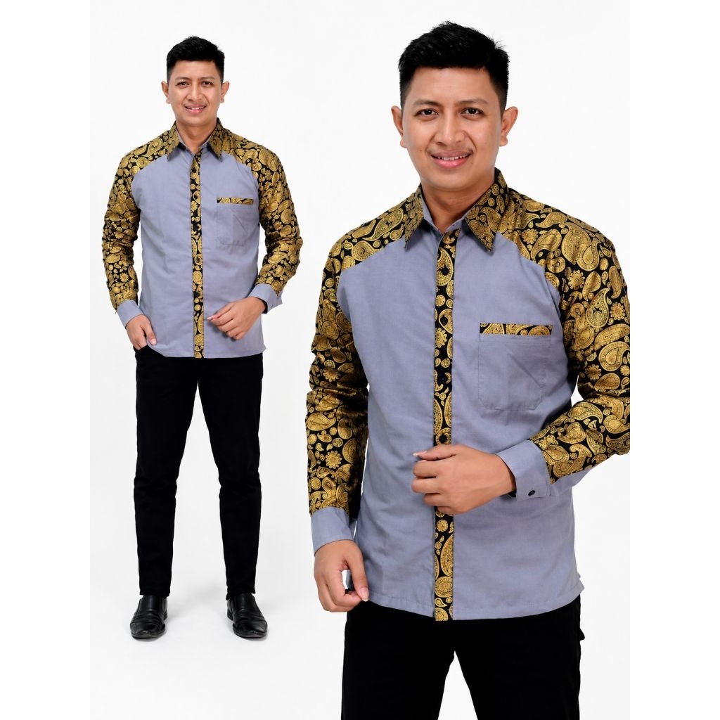KEMEJA BATIK KOMBINASI/KEMEJA PRIA/SERAGAM KANTOR