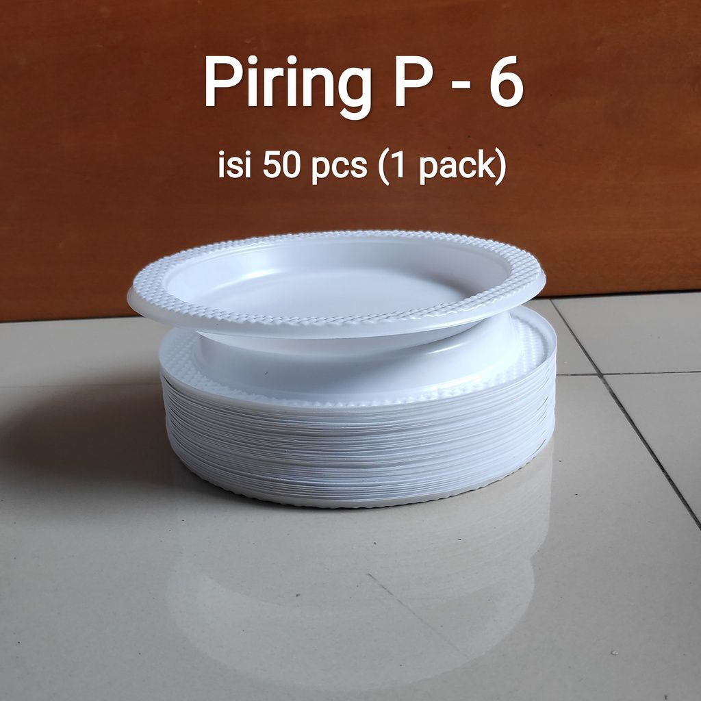 Piring Plastik Putih Susu P-6 (isi 50 Pcs) - Piring Plastik Kecil - Plastik Kue