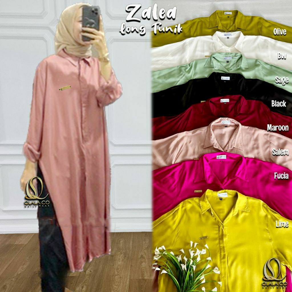 salem pink Zaleya Tunik adem OVERSIZE JUMBO ld 110-140 bahan rayon viscose / Olala