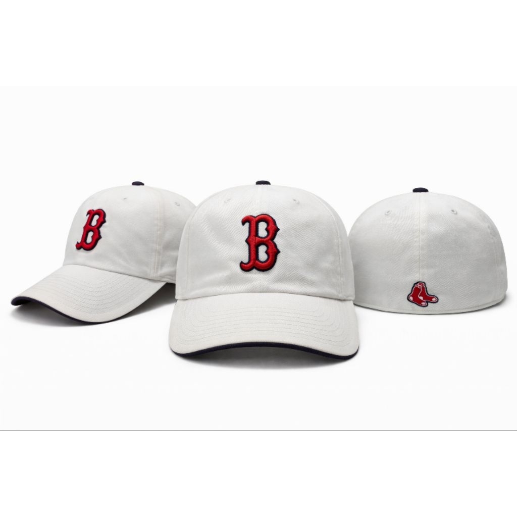 Topi Baseball Boston B Putih Navy Original MLB Style Fitted Cap The Franchise