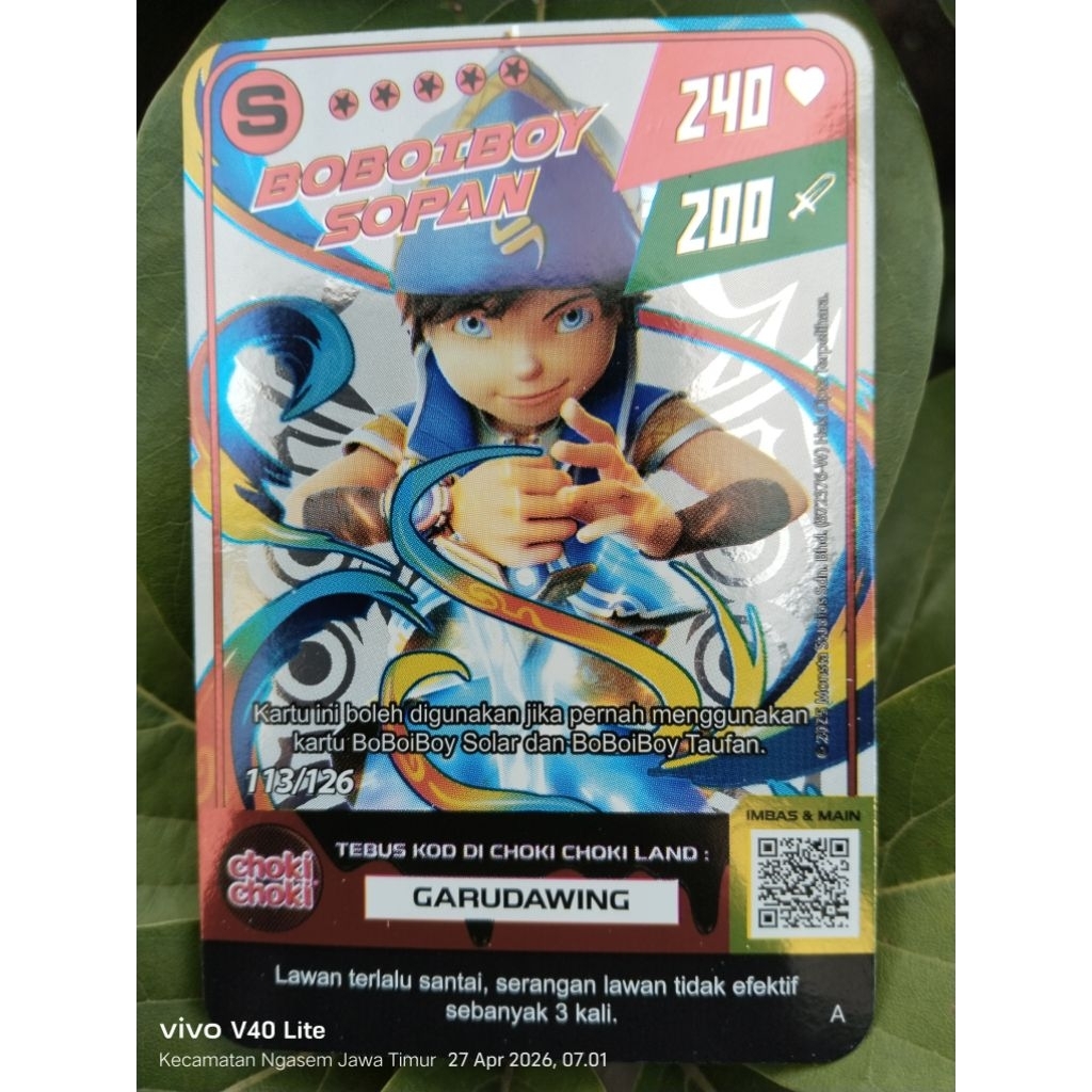 Monsta Galaksi Card  BoBoiBoy Sopan