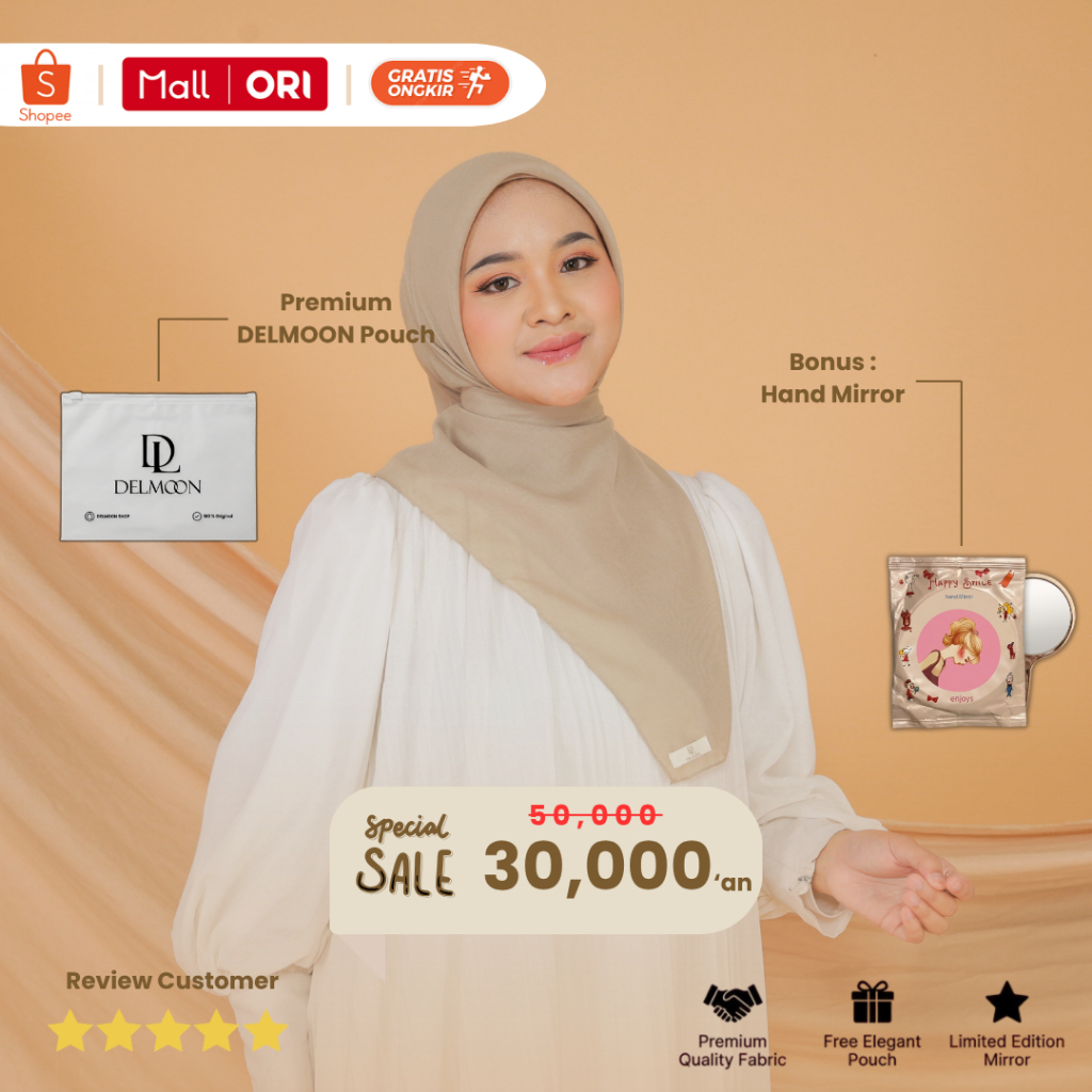 Hijab Paris Segi Empat Polos Khaki - Jilbab Bahan Paris Elegan