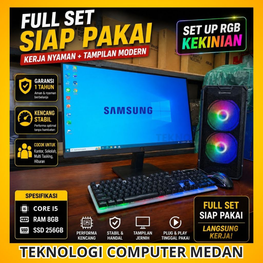 Core i5 | Full Set 24" SAMSUNG | Komputer Kantor Admin Sekolah | CPU PC Rakitan