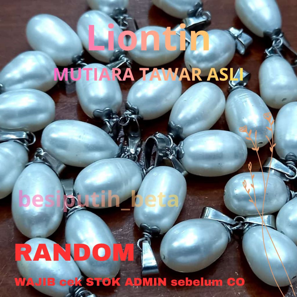 Liontin mutiara tawar ASLI . besi putih ambon/besi putih asli