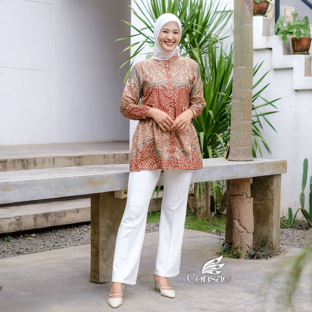 Atasan Batik Wanita Blouse dan tunik Wanita Balon Baju Batik  Modern Batik Lengan Baloon