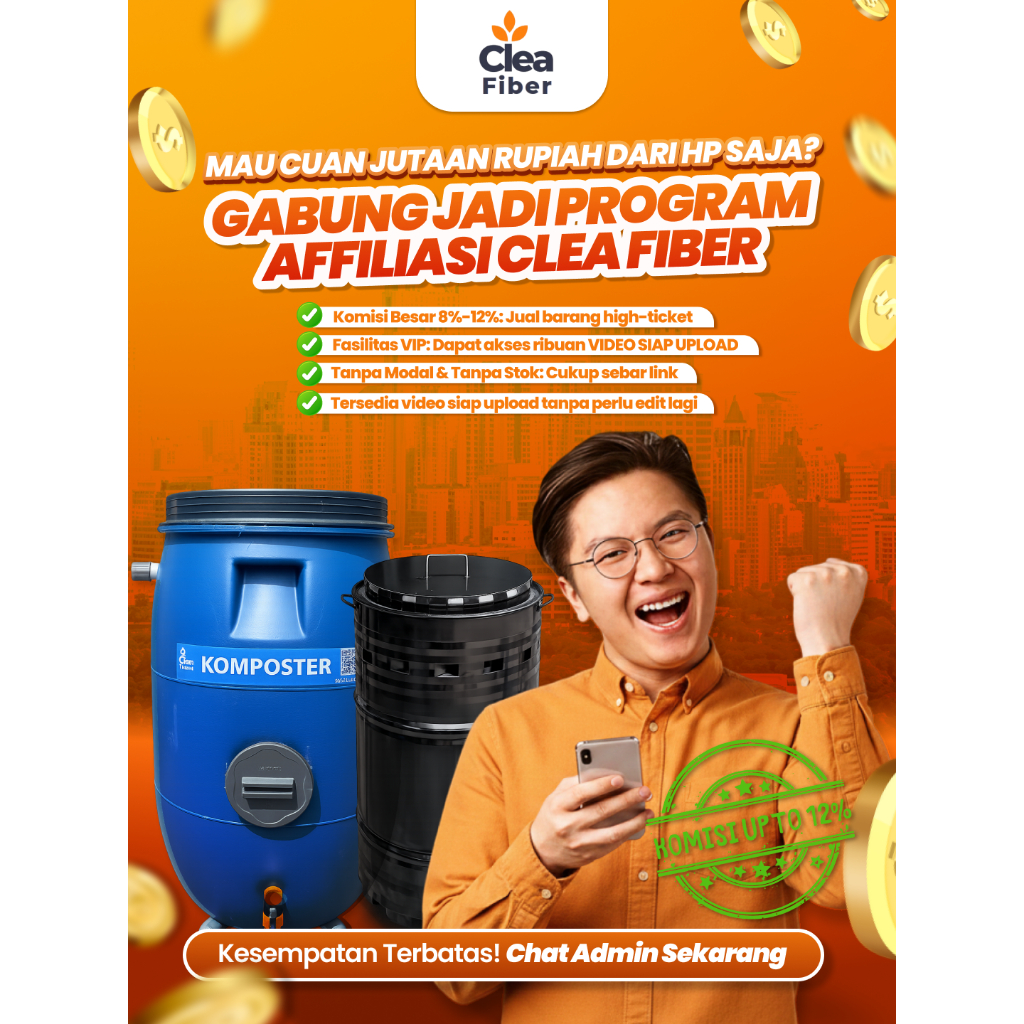 Cf Kompos Komposter 120 Liter, Komposter Sampah Basah, Komposter Sampah Organik, Komposter Kit Co