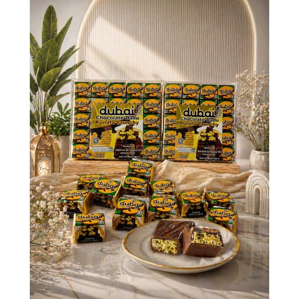 Dubai Chocolate Dadu Kunafa Crunchy/isi 25 pc/untuk di jual 2000 an/jajanan favorit anak-anak jaman 