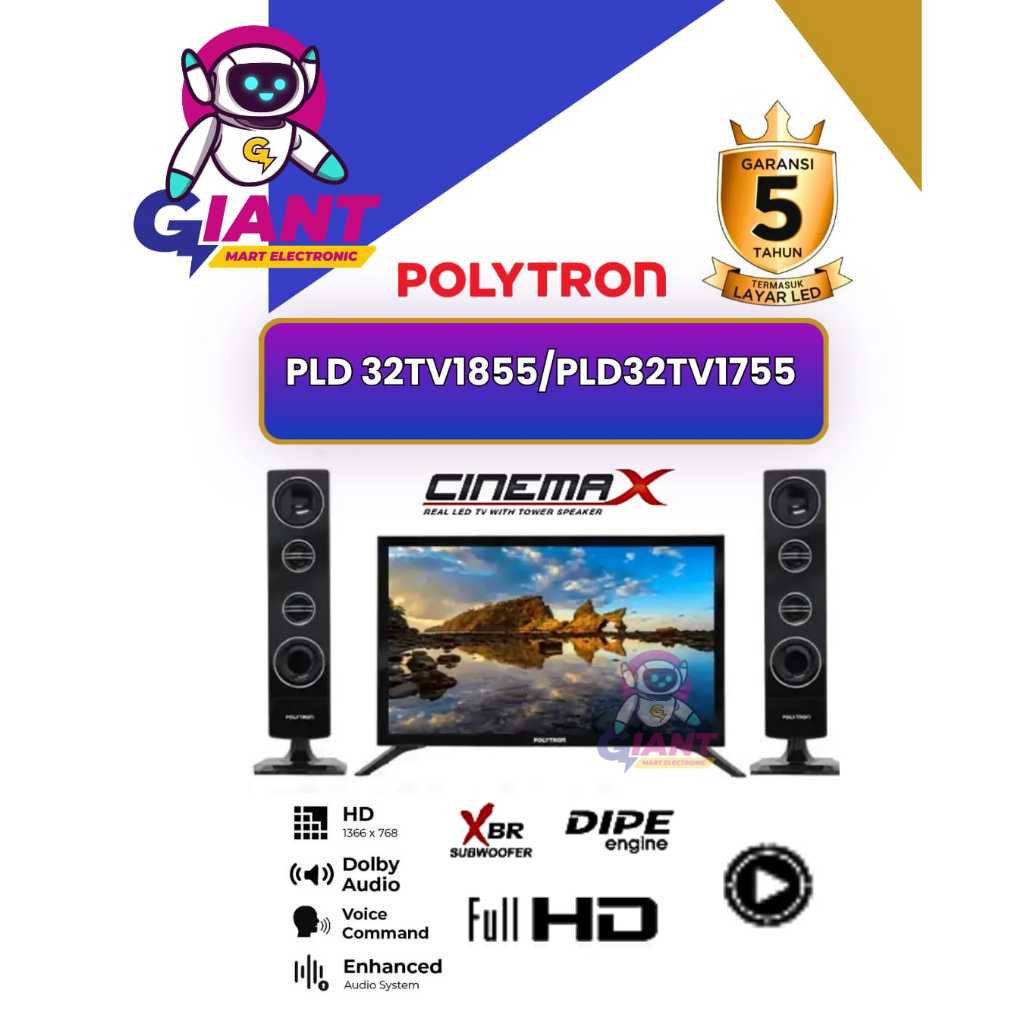 LED TV POLYTRON SPEAKER TOWER DIGITAL CINEMAX PLD 32TV1855/PLD 32TV1755 / PLD32TV1855/PLD32TV1755 / 