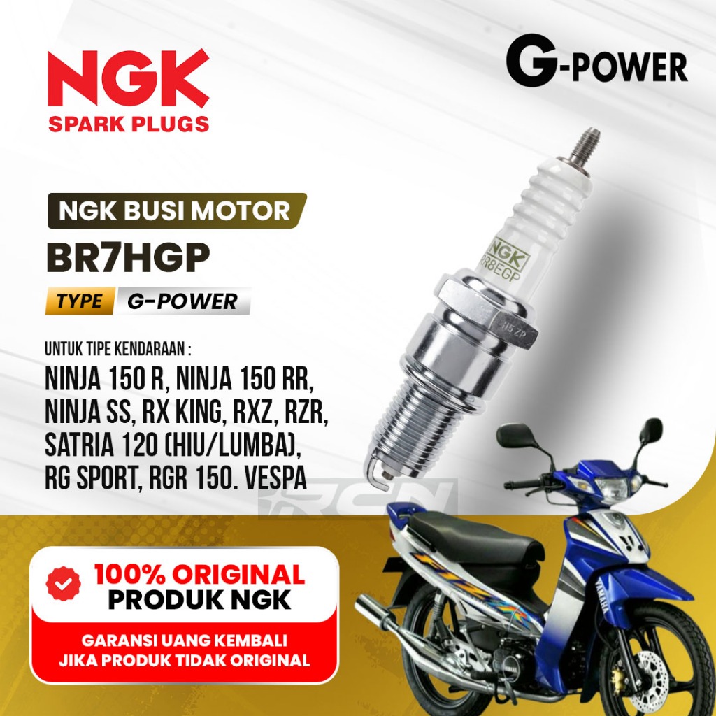 Busi NGK G-Power Platinum BR8EGP Original - Ninja 150 R RR, RX King, Satria 2T, Vespa - Busi Platinu