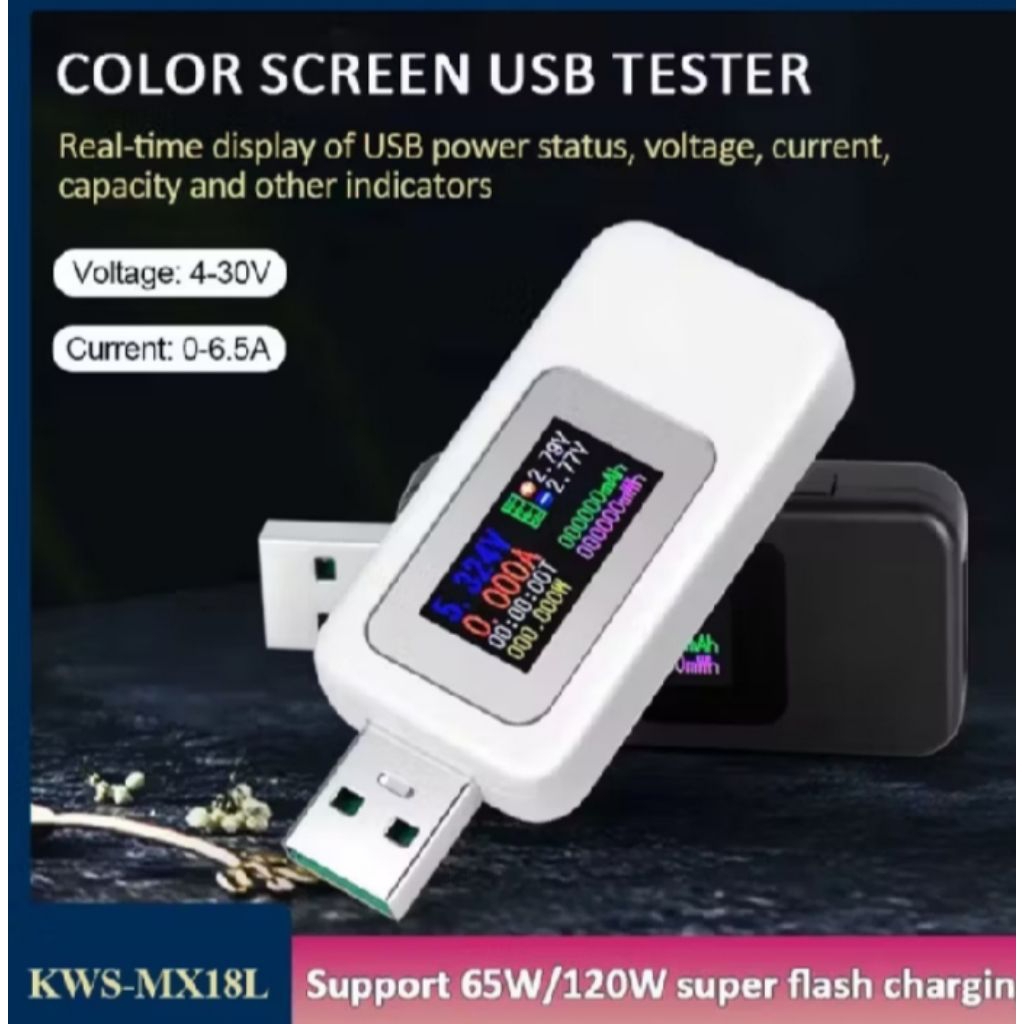 KWS-MX18L USB Tester 4-30V 0-6.5A Digital Voltmeter Ampere Meter Charger Detector