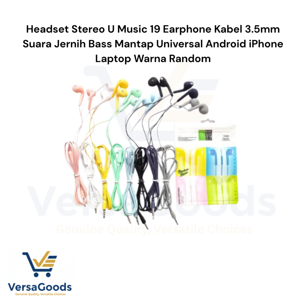 Headset Stereo U Music 19 Earphone Kabel 3.5mm Suara Jernih Bass Mantap Universal Android iPhone Lap