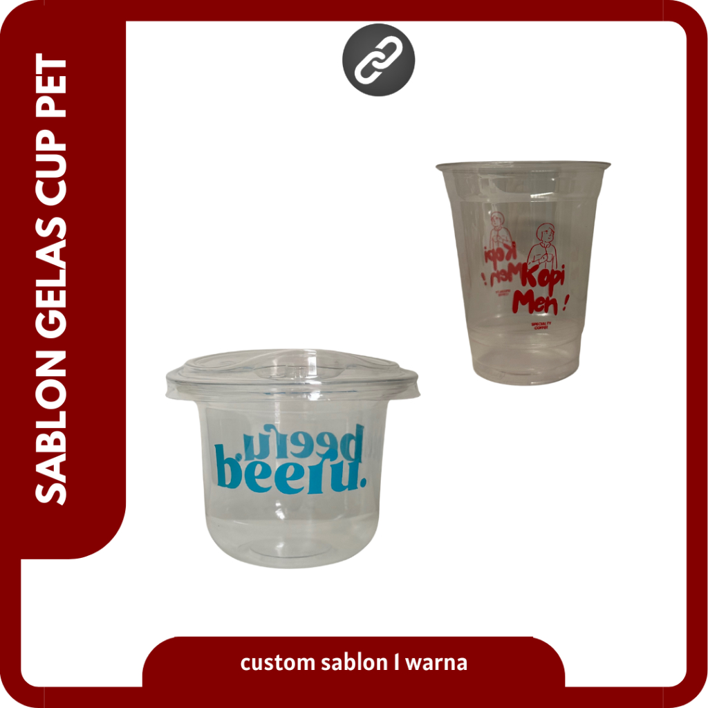 Sablon Gelas Plastik PET 8oz, 12oz, 14oz, 16oz, 18oz, 22oz | Sablon Gelas PET