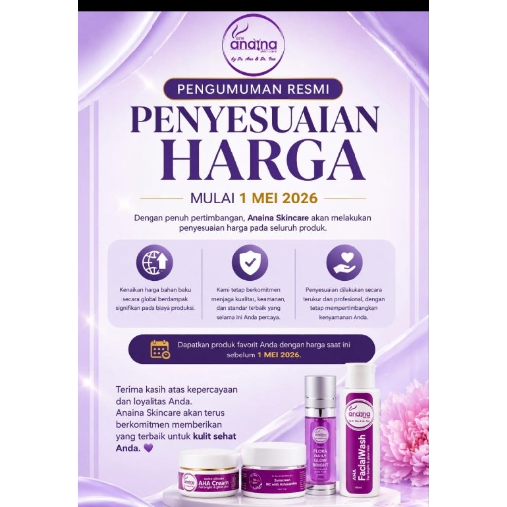 PENYESUAIAN HARGA ANAINA SKINCARE