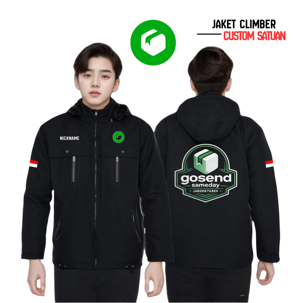 Jaket Parasut Custom GOSEND - Jaket Ojol Kurir Gojek Motor Touring Waterproof