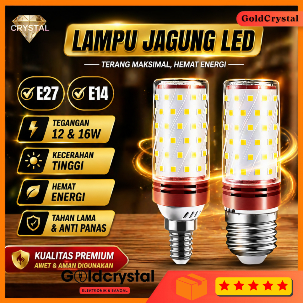 Lampu Candle LED 3 Warna E27 & E14 /Lampu Lilin Hias 12W &16W / Lampu Jagung Putih Warm White & Biru