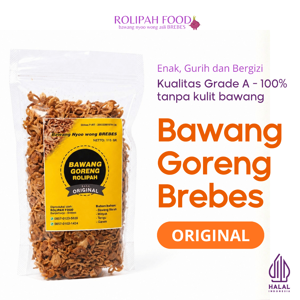 Bawang Goreng Asli Brebes - Grade A 100% tanpa kulit bawang - Rolipah Food Official Store