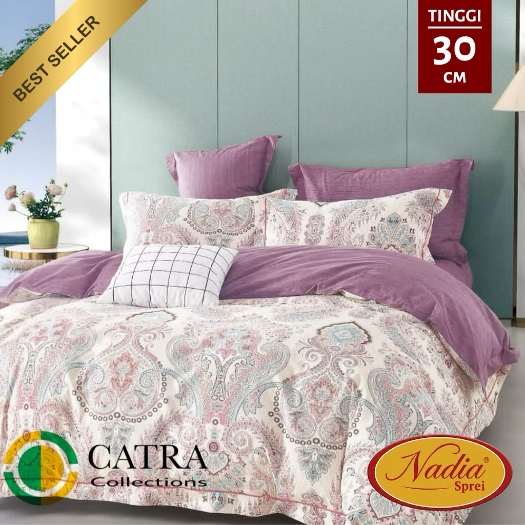 Nadia Sprei Catra Bahan Katun Premium Lokal Set Sprei Sarung Bantal & Guling Tinggi 30 cm - Classic 