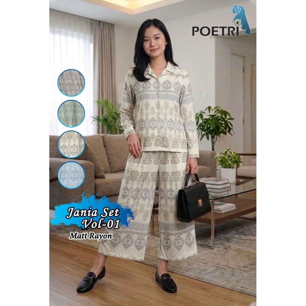 Setelan/Oneset Rayon Kemeja Jania Set Poetri Collection