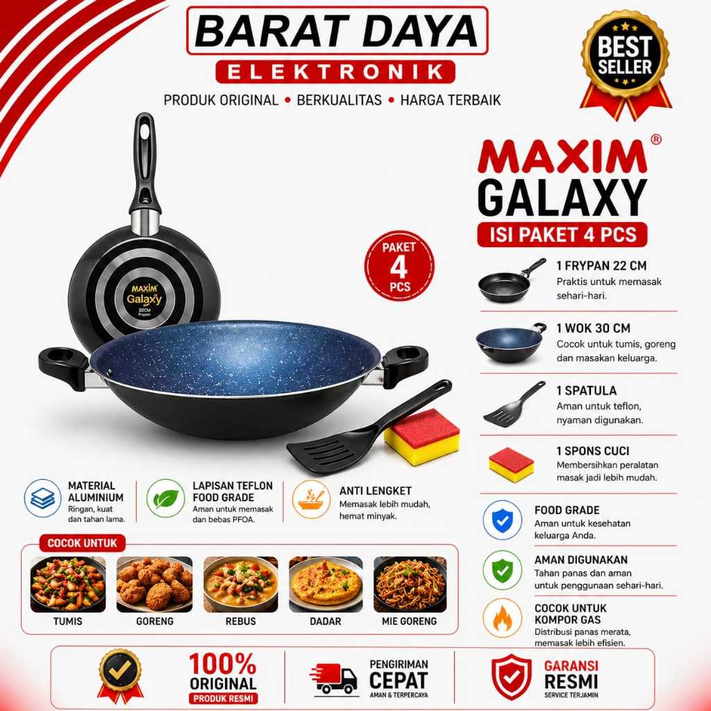 Maxim Galaxy Set / (Wajan + Teflon + Spatula + Sponge) / Maxim Set