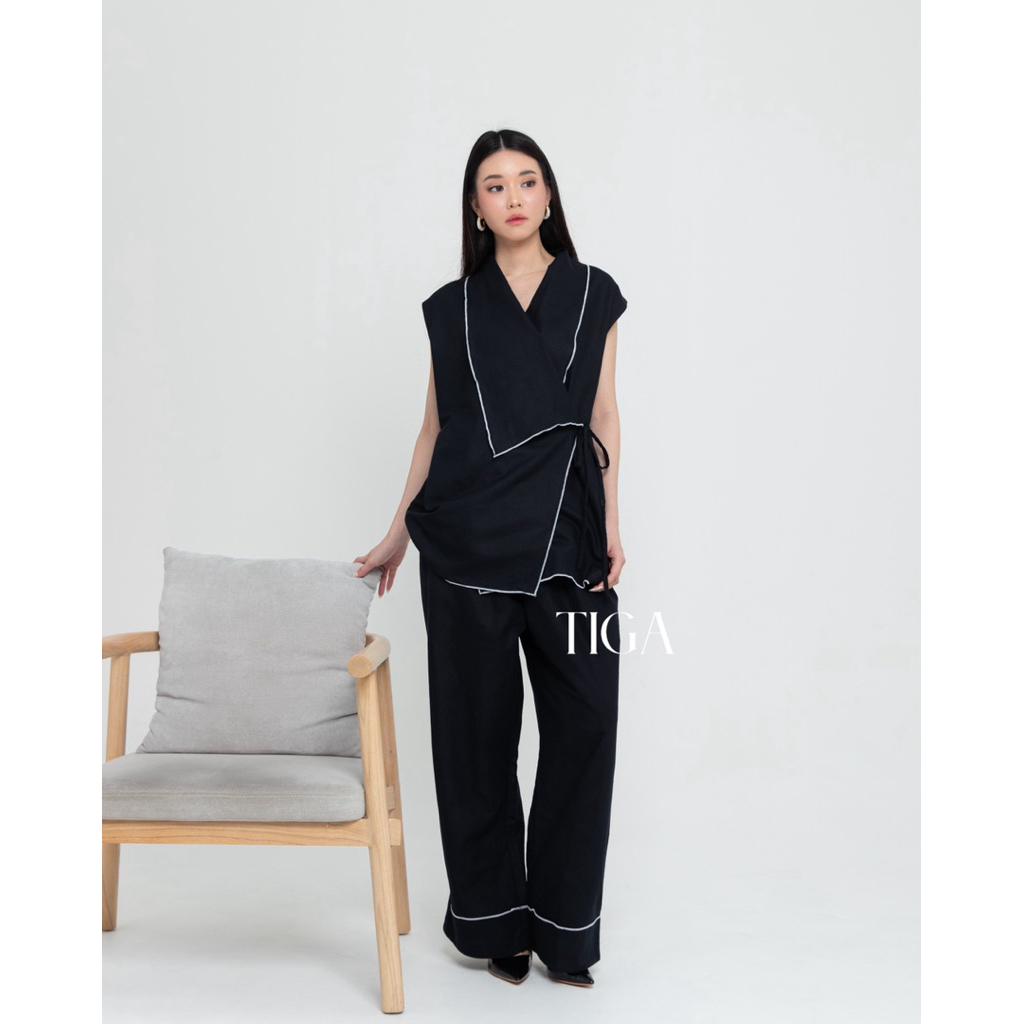 LIZZY SET atasan bawahan robe estetik celana kulot